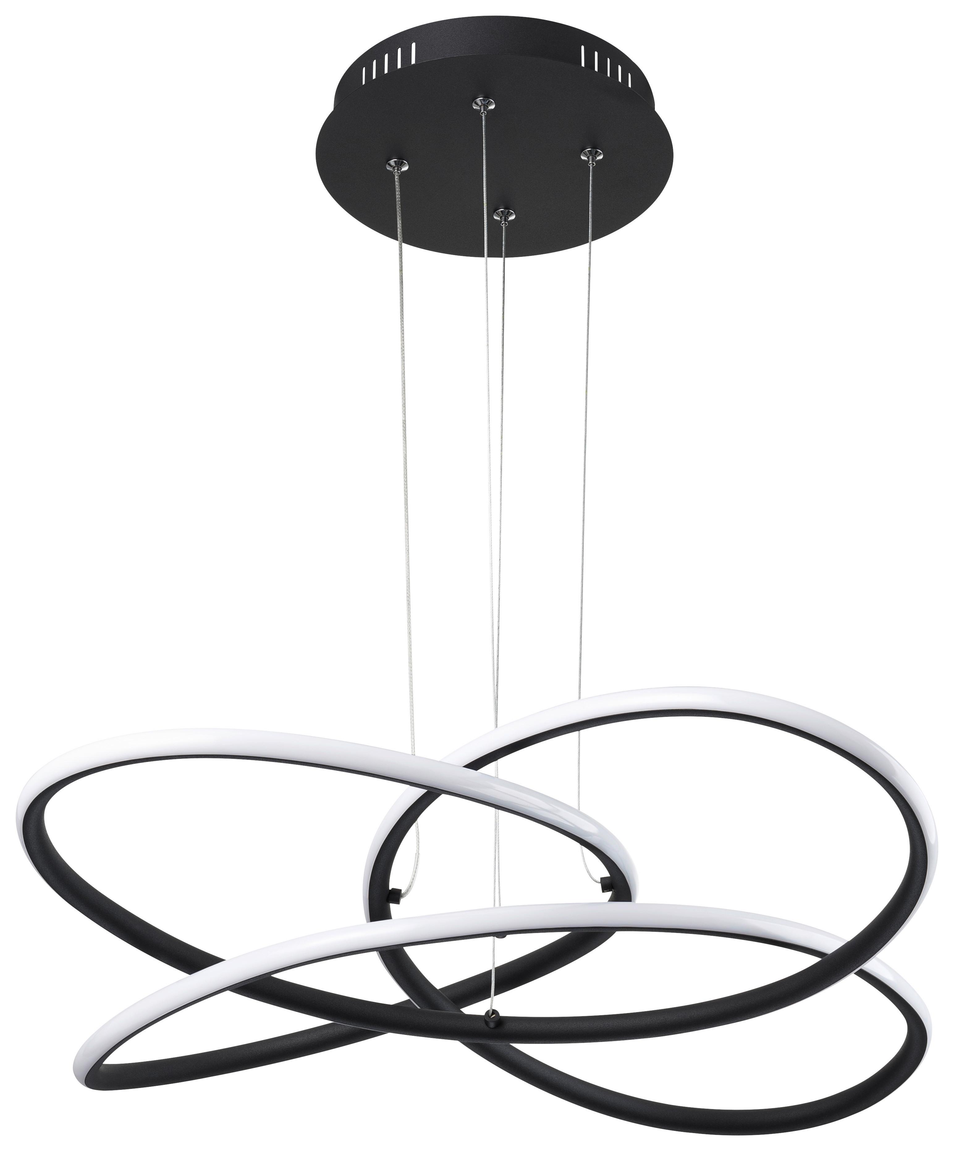 Led-hängeleuchte Panda H: 120 Cm 1-Flammig - Opal/Schwarz, Basics, Kunststoff/Metall (75/120cm) - Globo