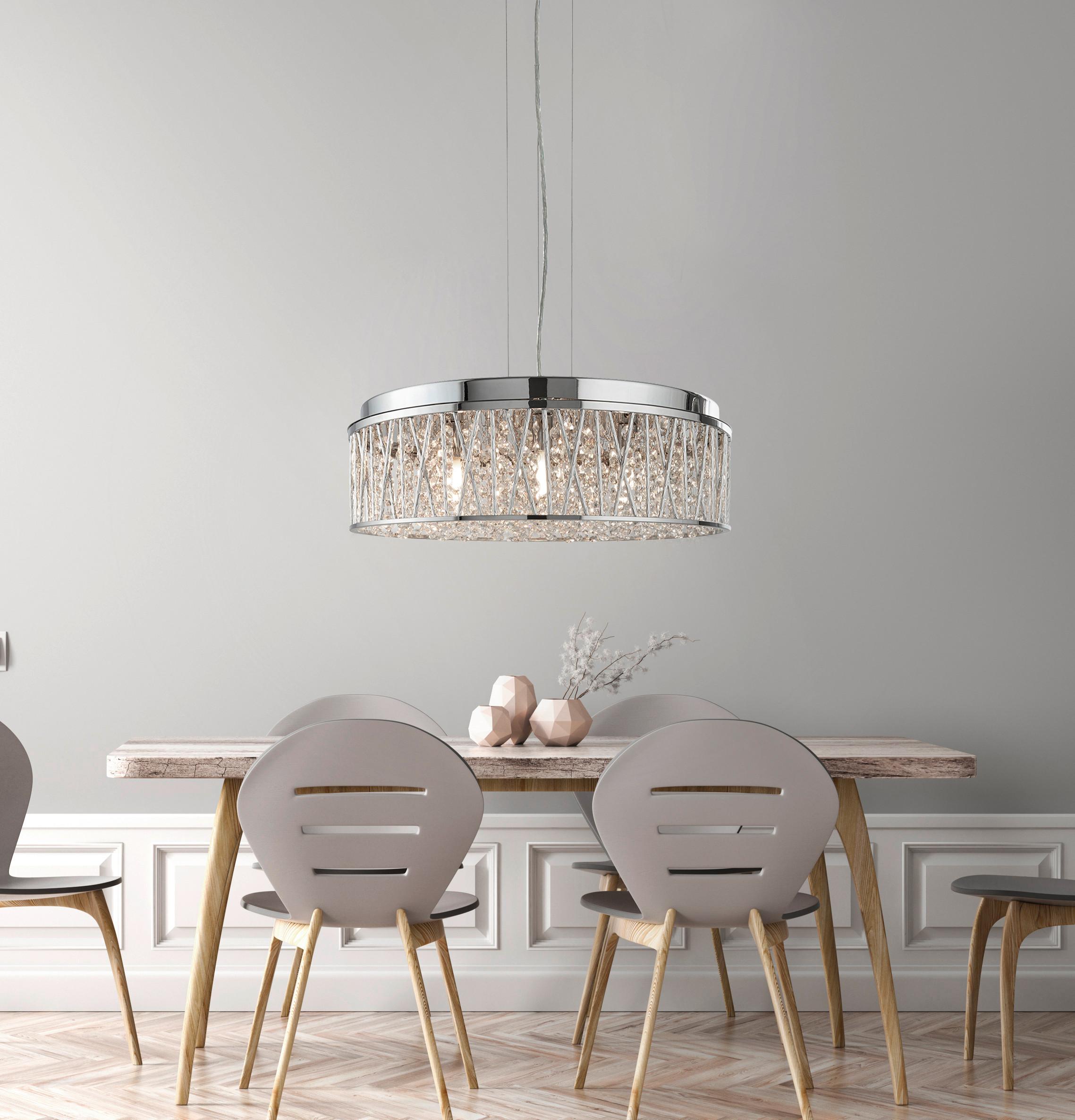 Hängeleuchte Elise H: 135 cm 7-Flammig, höhenverstellbar - Chromfarben, KONVENTIONELL, Glas/Metall (48/135cm)
