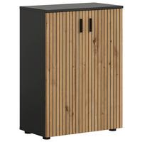 Midischrank Mone Grau/eiche Dekor B: 60cm - Schwarz/Eiche Artisan, Basics, Holzwerkstoff (60/81/30cm) - MID.YOU