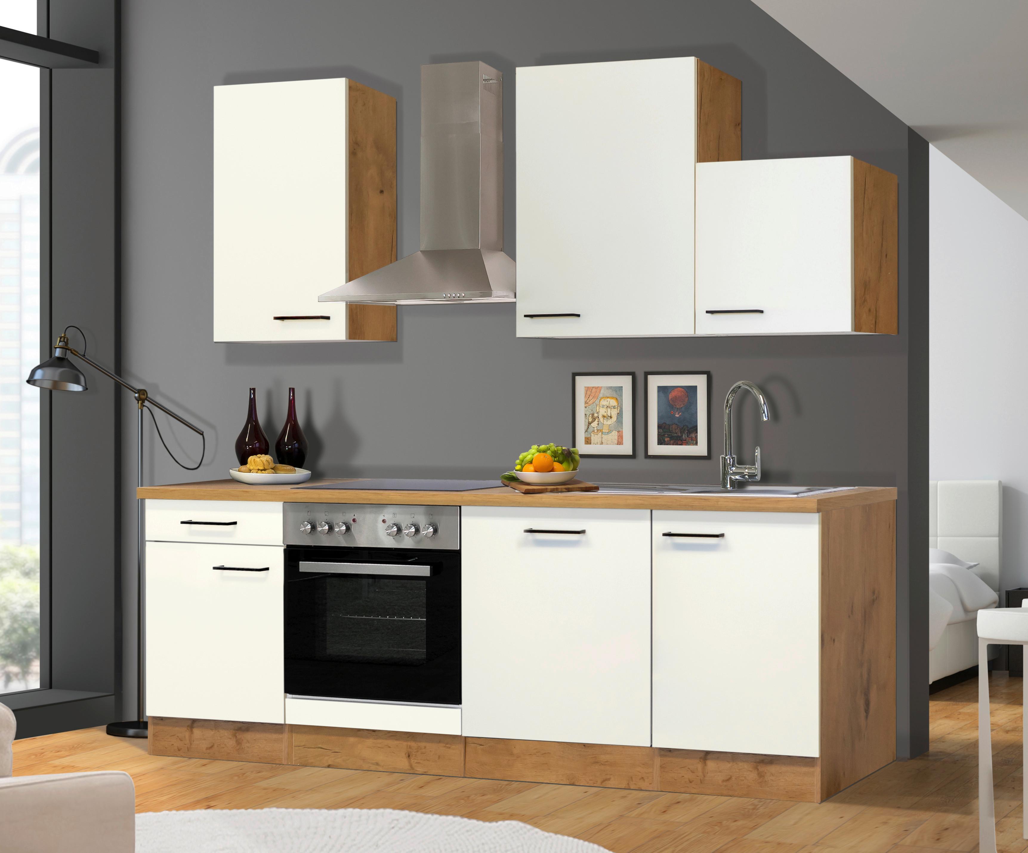 Küchenblock Avila Eichefarben/magnolie B: 220 Cm - Eichefarben/Magnolie, MODERN, Holzwerkstoff (220cm) - FlexWell