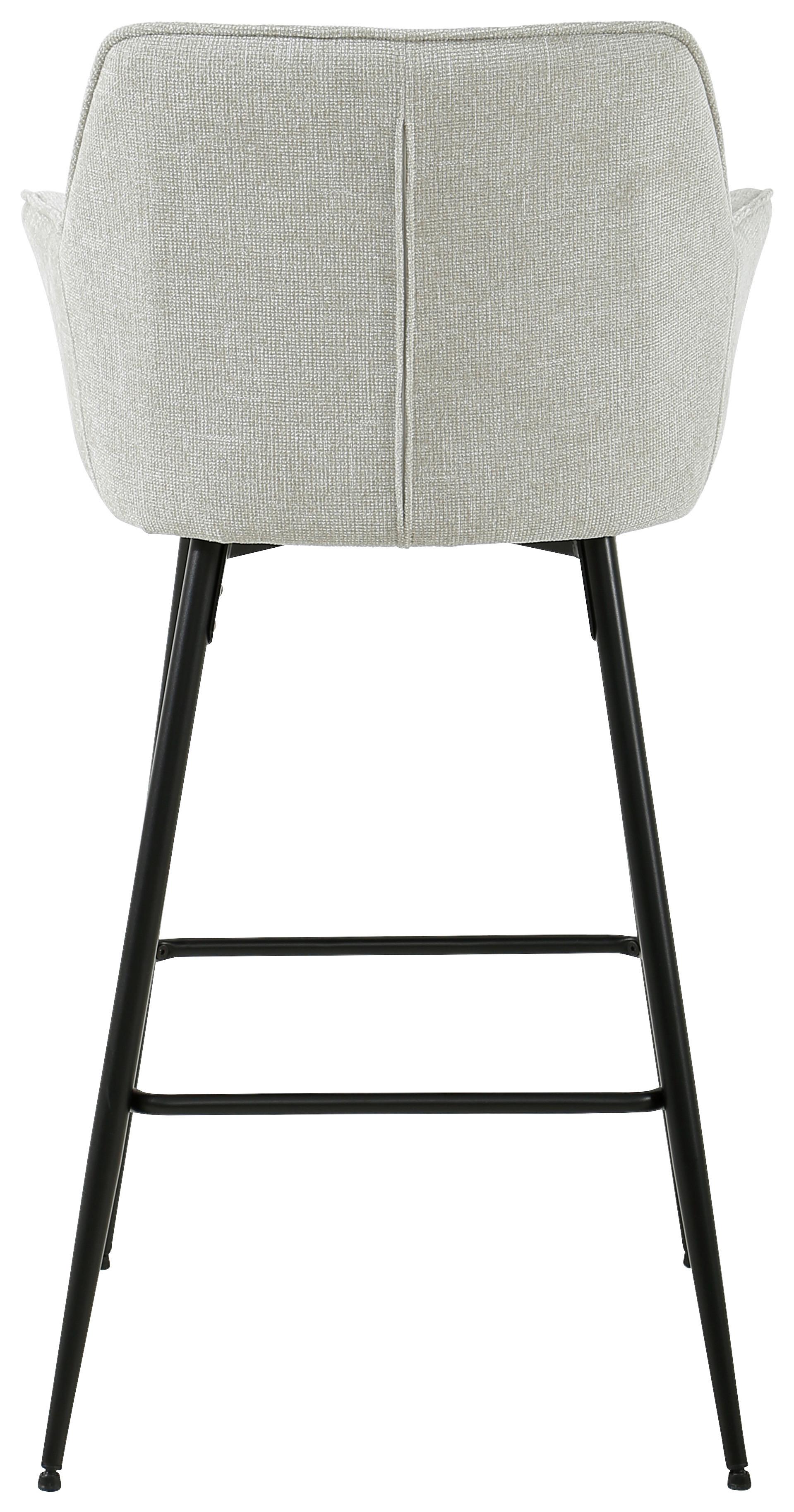 Barhocker Pim mit Armlehne Leinenoptik Beige, B: 57 cm - Beige/Schwarz, KONVENTIONELL, Holz/Textil (57/105/57cm) - MID.YOU