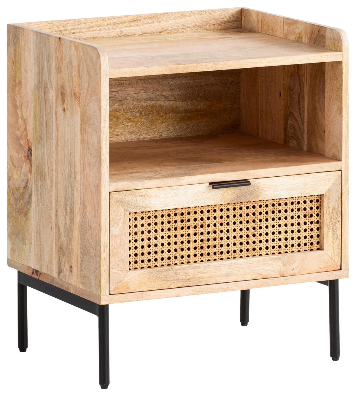 Nachtkästchen Naturfarben, B: 50 cm - Schwarz/Naturfarben, LIFESTYLE, Holz (50/60/40cm) - MID.YOU