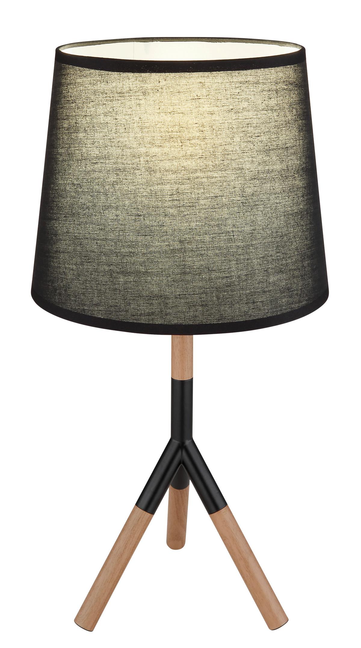 Tischleuchte 21629t - Schwarz/Naturfarben, Basics, Holz/Textil (25/45cm) - Globo