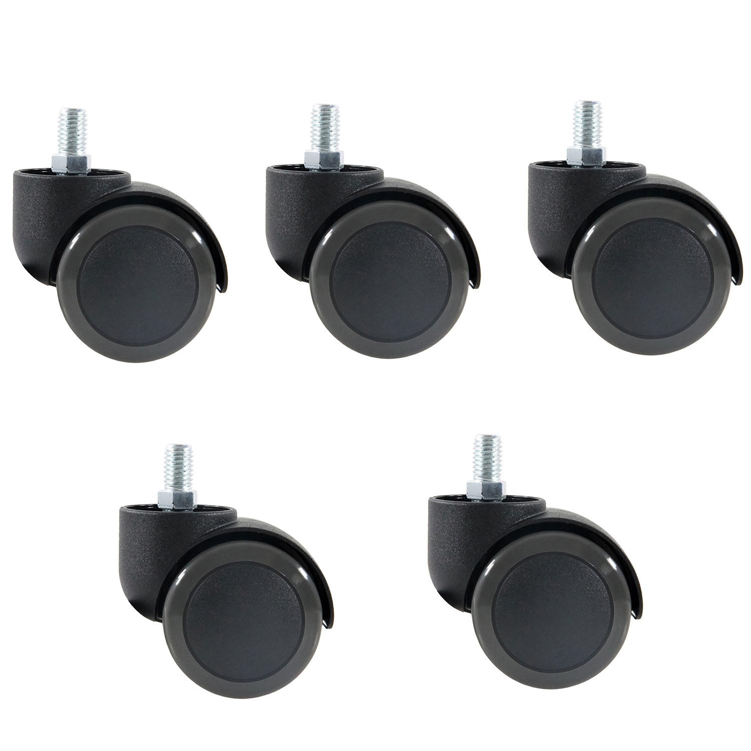 Bürostuhlrollen Rolo Schwarz Ø 5 cm 5er-Set - Schwarz, Basics, Kunststoff/Metall (5/6,3/5cm) - MID.YOU
