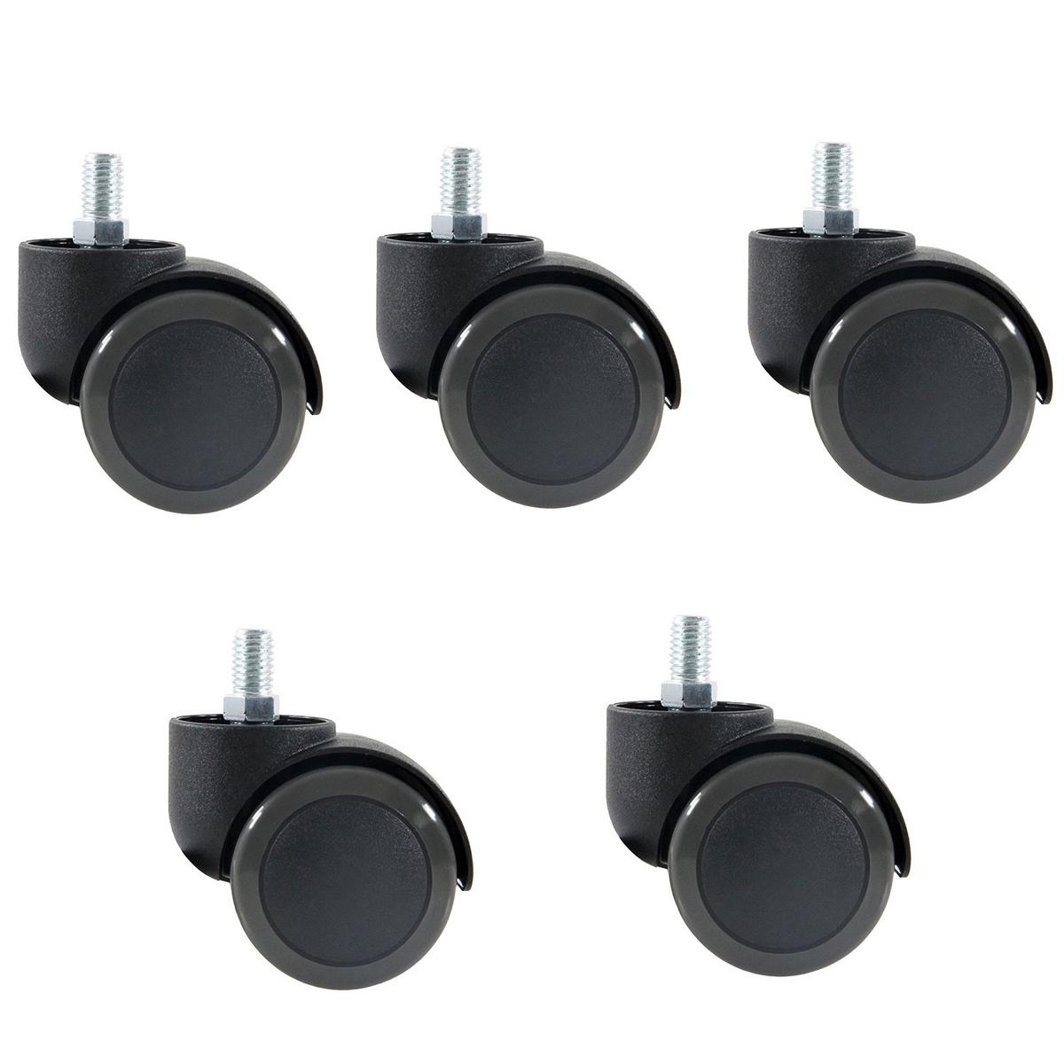 Bürostuhlrollen Rolo Schwarz Ø 5 Cm 5er-Set - Schwarz, Basics, Kunststoff/Metall (5/6,3/5cm) - MID.YOU