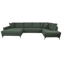 Wohnlandschaft Zero D-Grün U-Form 195x362x173cm - Dunkelgrün/Schwarz, Trend, Textil (173/362/195cm)