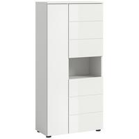 Midischrank Vira Weiß B: 60 cm - Weiß Hochglanz/Schwarz, MODERN, Holzwerkstoff (60/133/34cm) - MID.YOU