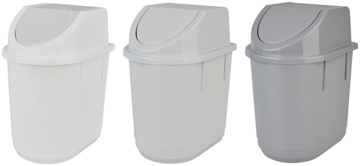 Tischabfalleimer Leo Grau oder Weiß 1,5 L, H: Ca 19,5 cm - Dunkelgrau/Hellgrau, Kunststoff (14/12,5/19,5cm) - Homezone