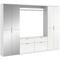 Garderobe Projekt X 3-Teilig Weiß B: 243 cm - Weiß Hochglanz, MODERN, Glas/Holzwerkstoff (243/193/34cm) - MID.YOU