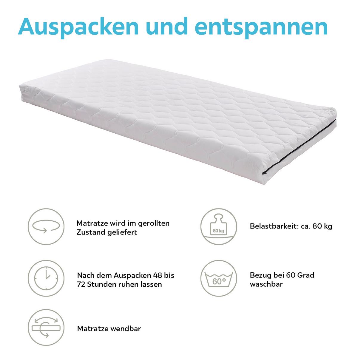 Komfortschaummatratze Base 90x200 cm H2 H: 13 cm - Weiß, MODERN, Textil (90/200cm) - Livetastic