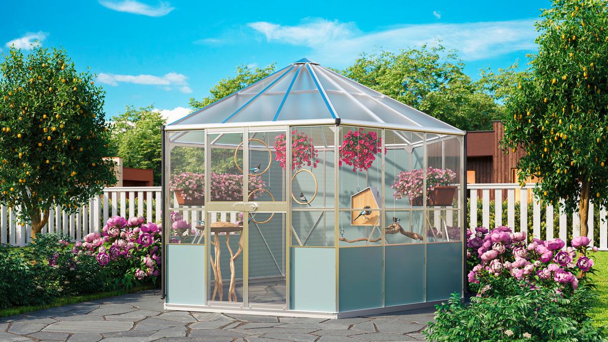 Vogelvoliere Vogelvoliere Circus 9000 - Alufarben, Basics, Metall (336/187,5/383,3cm)