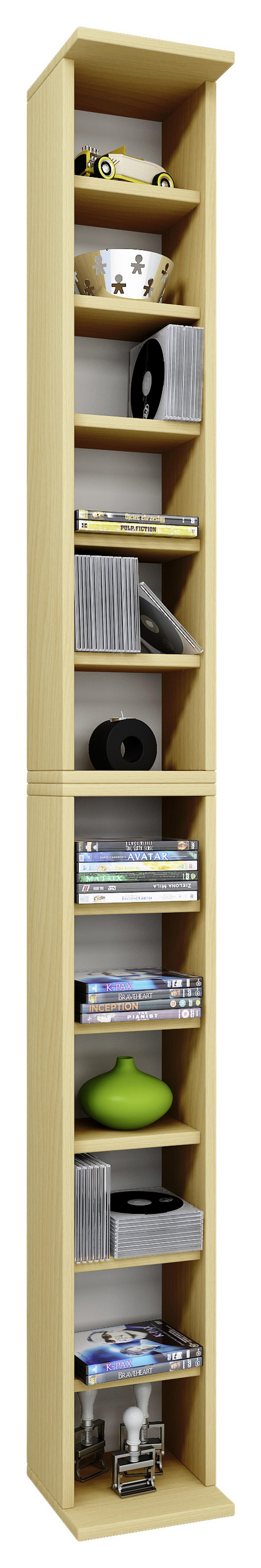CD Regál Bigol buk - barvy buku, Konvenční, kompozitní dřevo (21/183/20cm) - MID.YOU