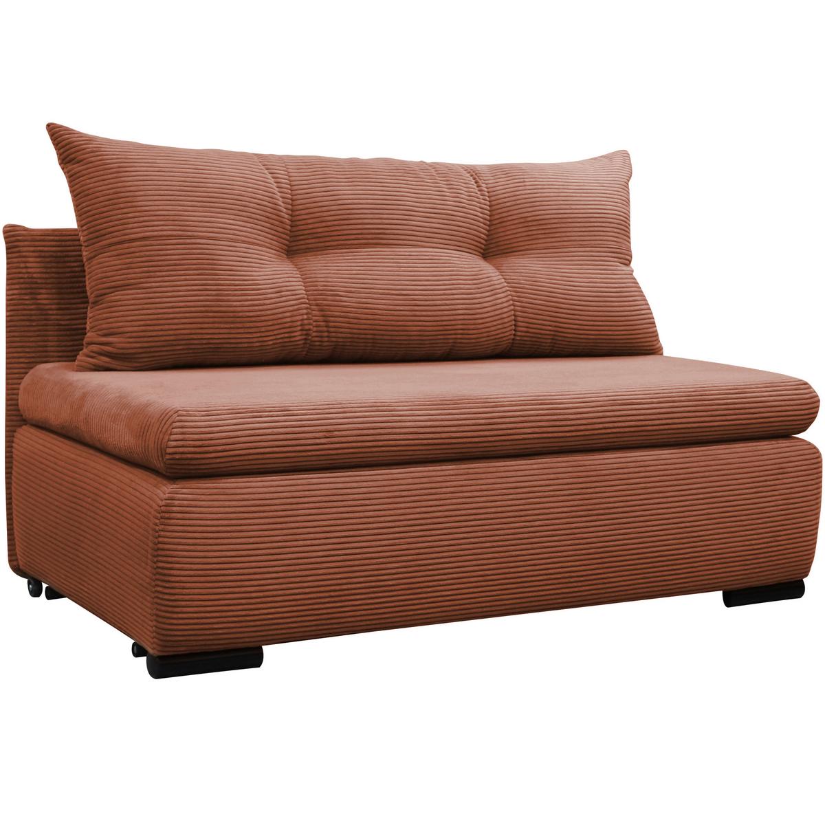 Schlafsofa mit Bettkasten Yellow B: 154 cm Cord Koralle - Koralle/Schwarz, Design, Textil (154/93/85cm) - MID.YOU