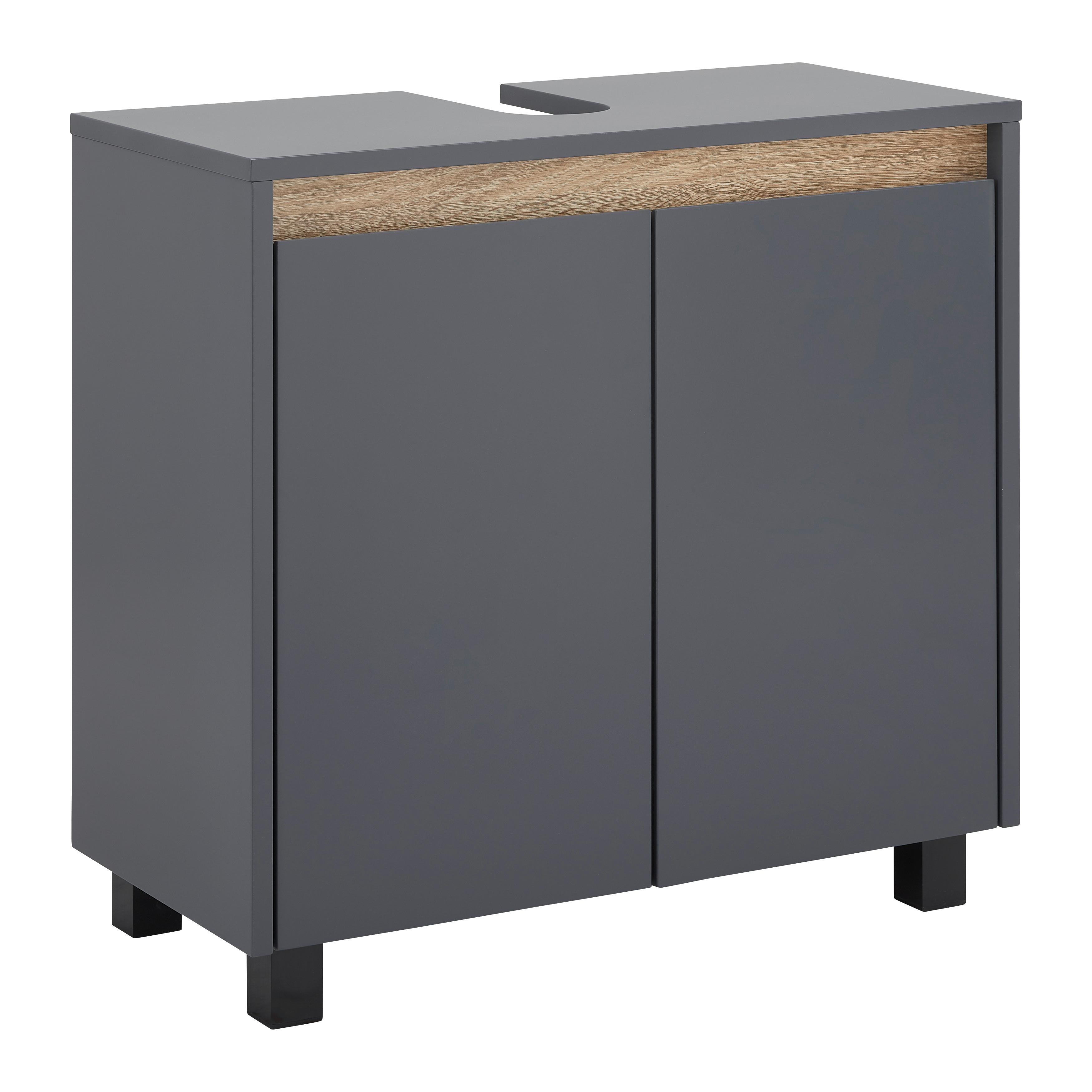 Spodná skrinka MASSIMO tmavá sivá - strieborná/tmavosivá, Modern, plast (60/59/30cm) - Bessagi Home