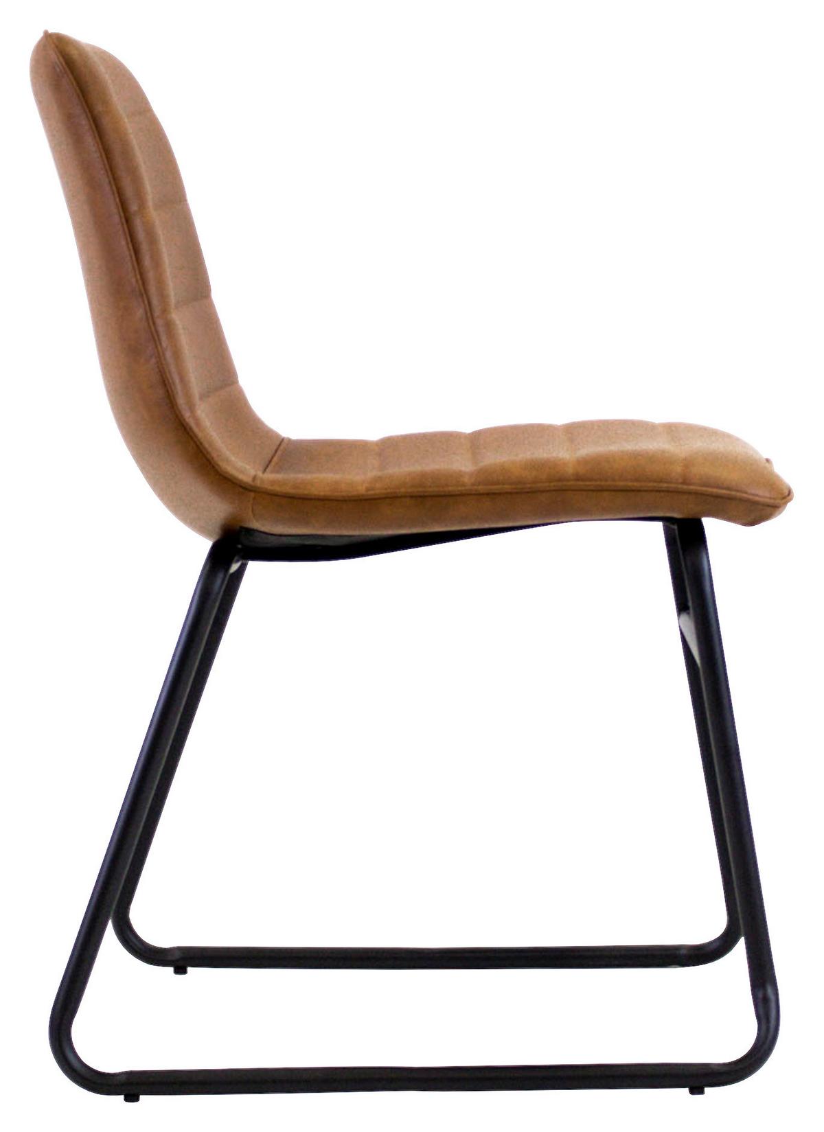 Stuhl Milan Cognac, B: 48 cm - Cognac/Schwarz, KONVENTIONELL, Kunststoff/Textil (48/77/56cm) - MID.YOU