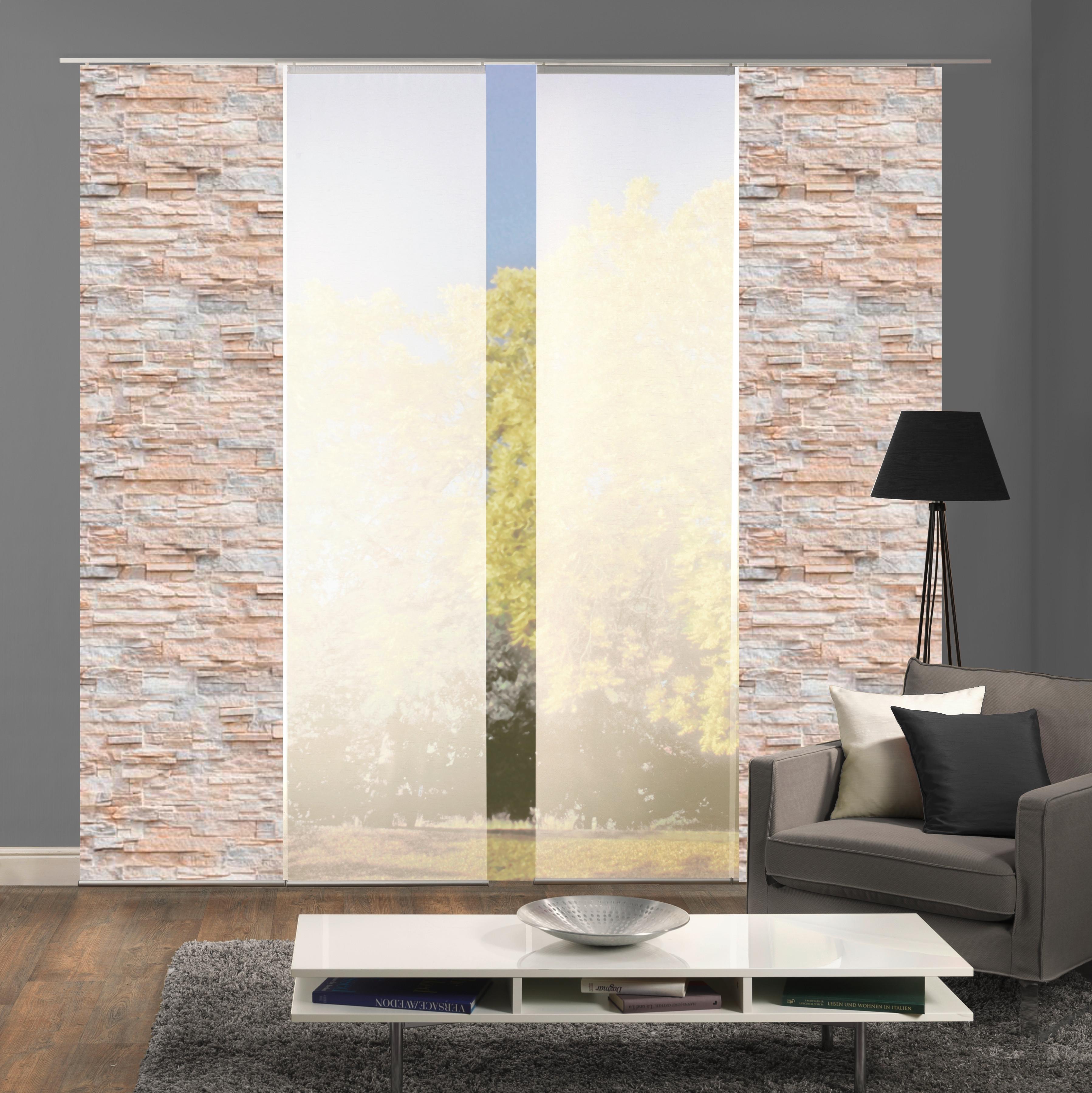Flächenvorhang 4er Set Wallis - Naturfarben/Weiß, Design, Textil (60/245cm) - Schmidt W. Gmbh