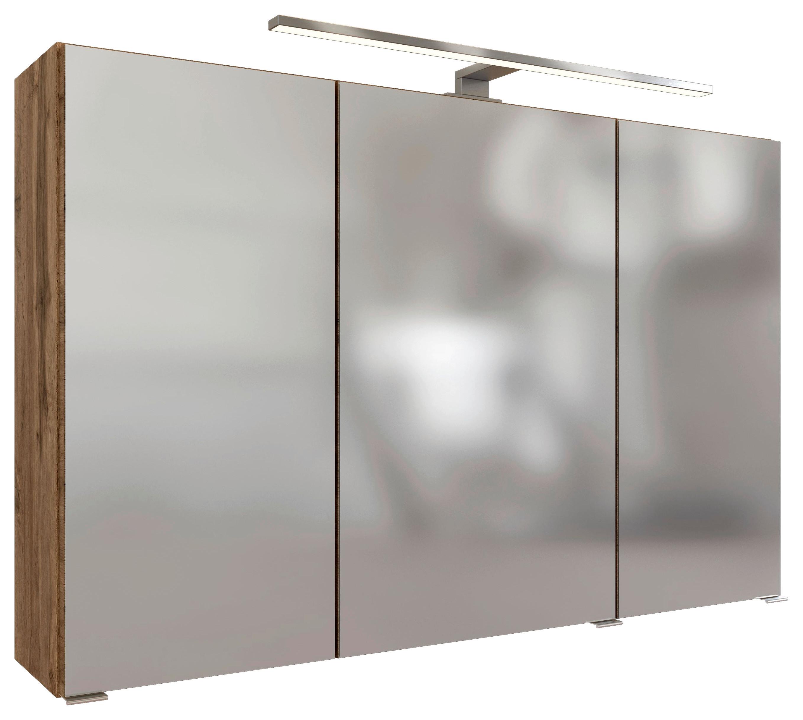Spiegelschrank Pienza Led 3 Türen Bht: 100x64x20 Cm - Eiche Wotan, MODERN, Holzwerkstoff (100/64/20cm) - Held