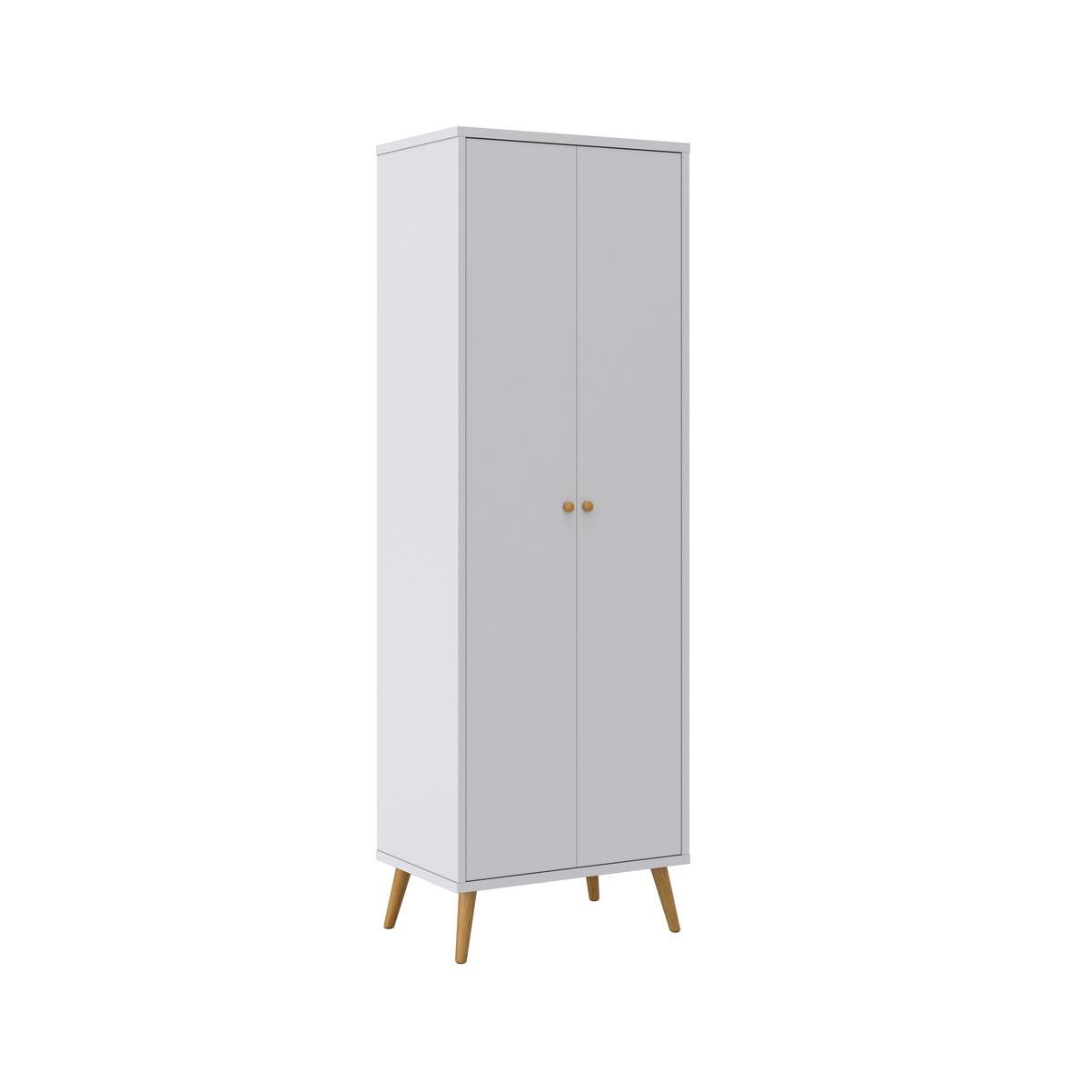 Šatní skříň LUDO bílá - bílá/přírodní barvy, Moderní, kov/dřevo (60/180/40cm) - Bessagi Home