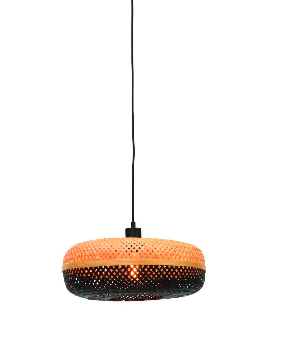 Hängeleuchte Palawan Naturfarben/schwarz B: 40 Cm - Schwarz/Naturfarben, Trend, Holz (40/40/17cm) - Good & Mojo