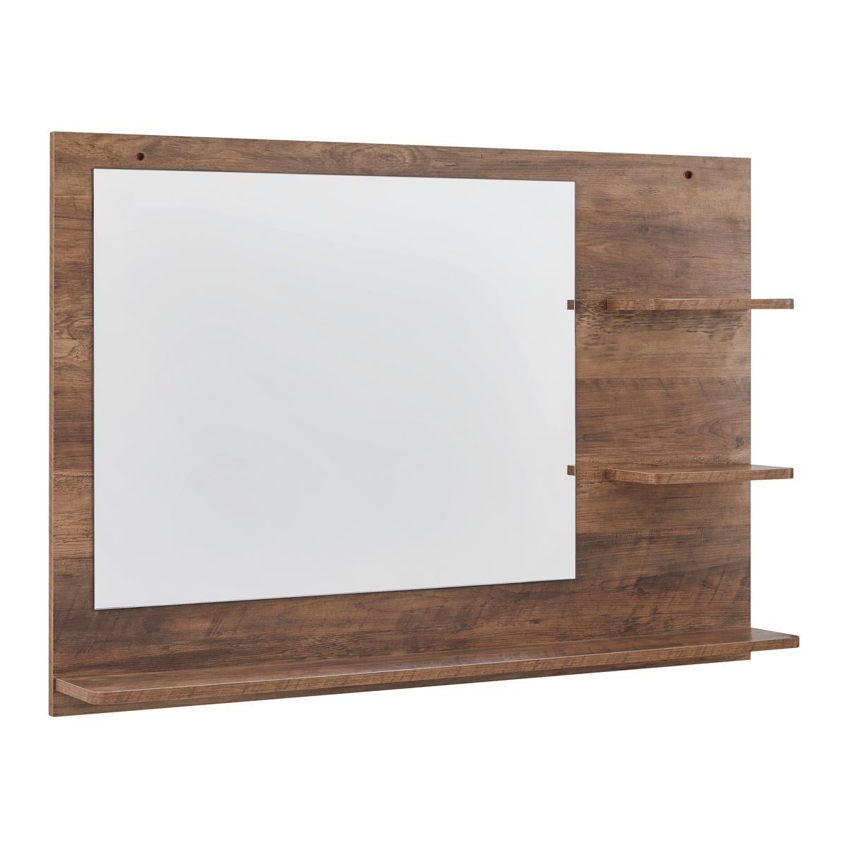 Koupelnové zrcadlo DELL - přírodní barvy, Moderní, kompozitní dřevo/sklo (110/75/15cm) - Bessagi Home