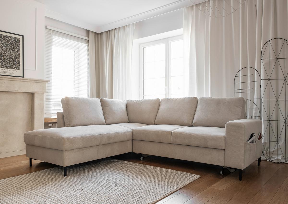 Ecksofa Lofty Lilly Beige S: 197x237cm - Beige/Schwarz, Design, Textil (197/237cm) - MID.YOU