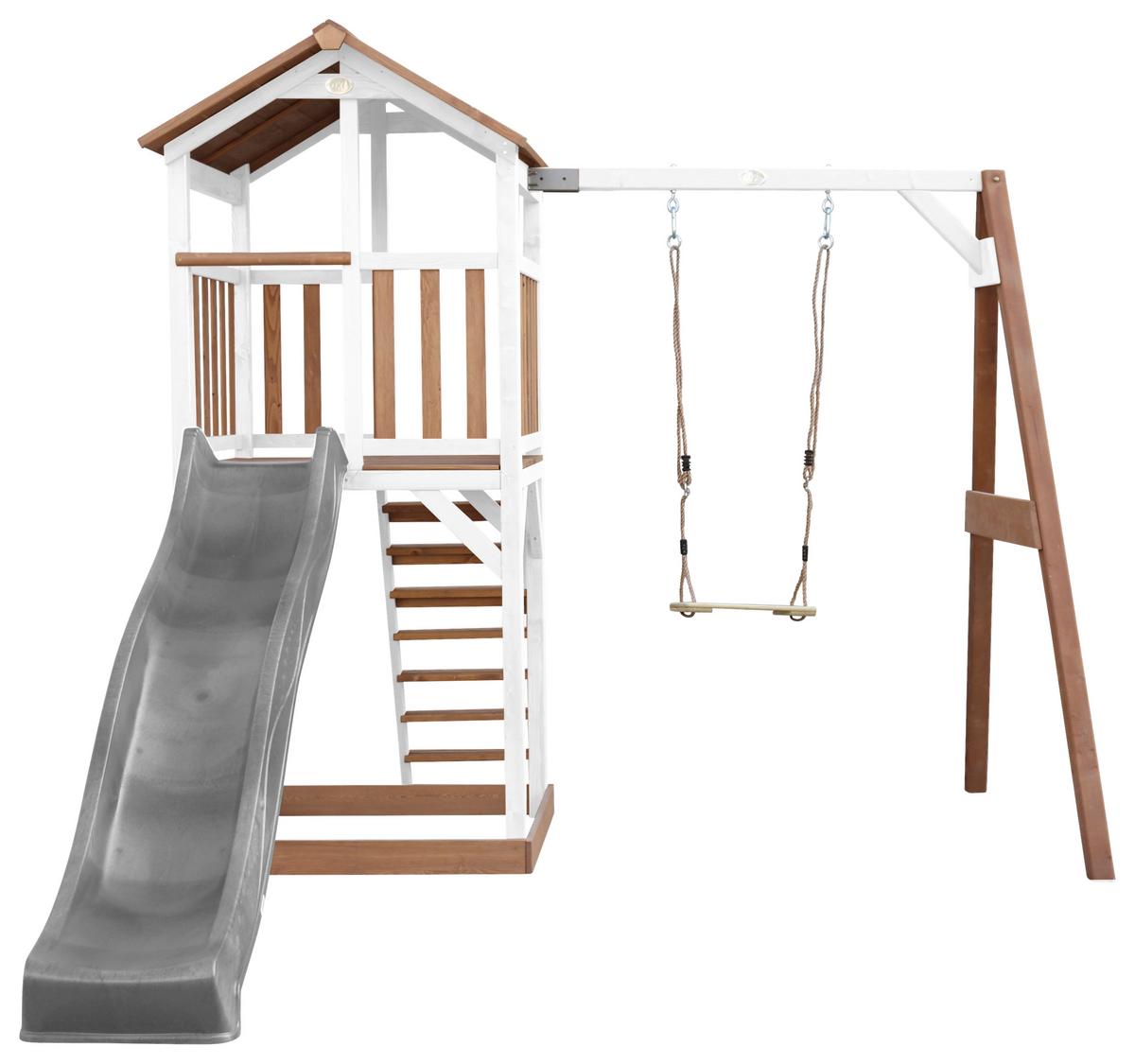 Spielturm A025.121.81 - Braun/Weiß, KONVENTIONELL, Holz/Kunststoff (283,6/241,9/349cm) - Ambia Garden