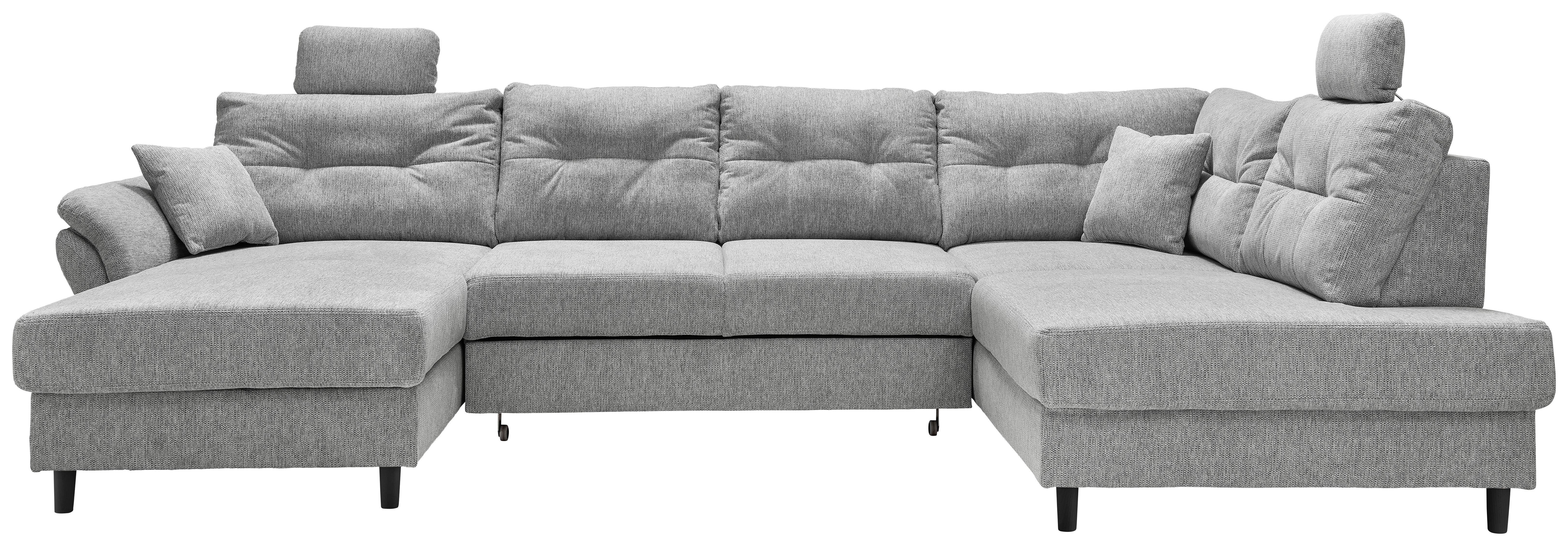 Wohnlandschaft Brizzini Silberfarben U: 176x338x206 Cm - Silberfarben/Schwarz, MODERN, Textil (176/338/206cm) - Livetastic