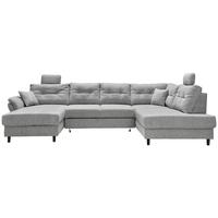 Wohnlandschaft Brizzini Silberfarben U: 176x338x206 Cm - Silberfarben/Schwarz, MODERN, Textil (176/338/206cm) - Livetastic