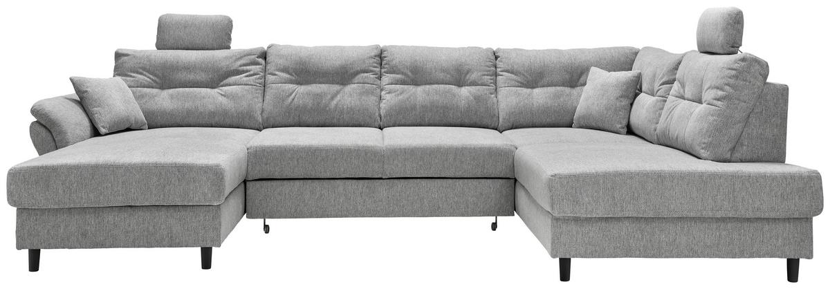 Wohnlandschaft Brizzini Silberfarben U: 176x338x206 Cm - Silberfarben/Schwarz, MODERN, Textil (176/338/206cm) - Livetastic