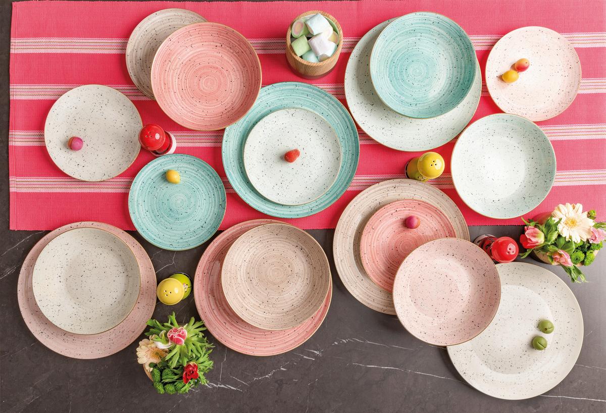 Tafelservice Pepper Keramik 6 Personen Geschirr Set - Multicolor, Design, Keramik - Tognana