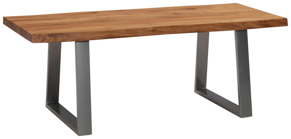 Couchtisch Couchtisch - Chromfarben/Akaziefarben, Design, Holz/Metall (120/60/46cm) - MID.YOU