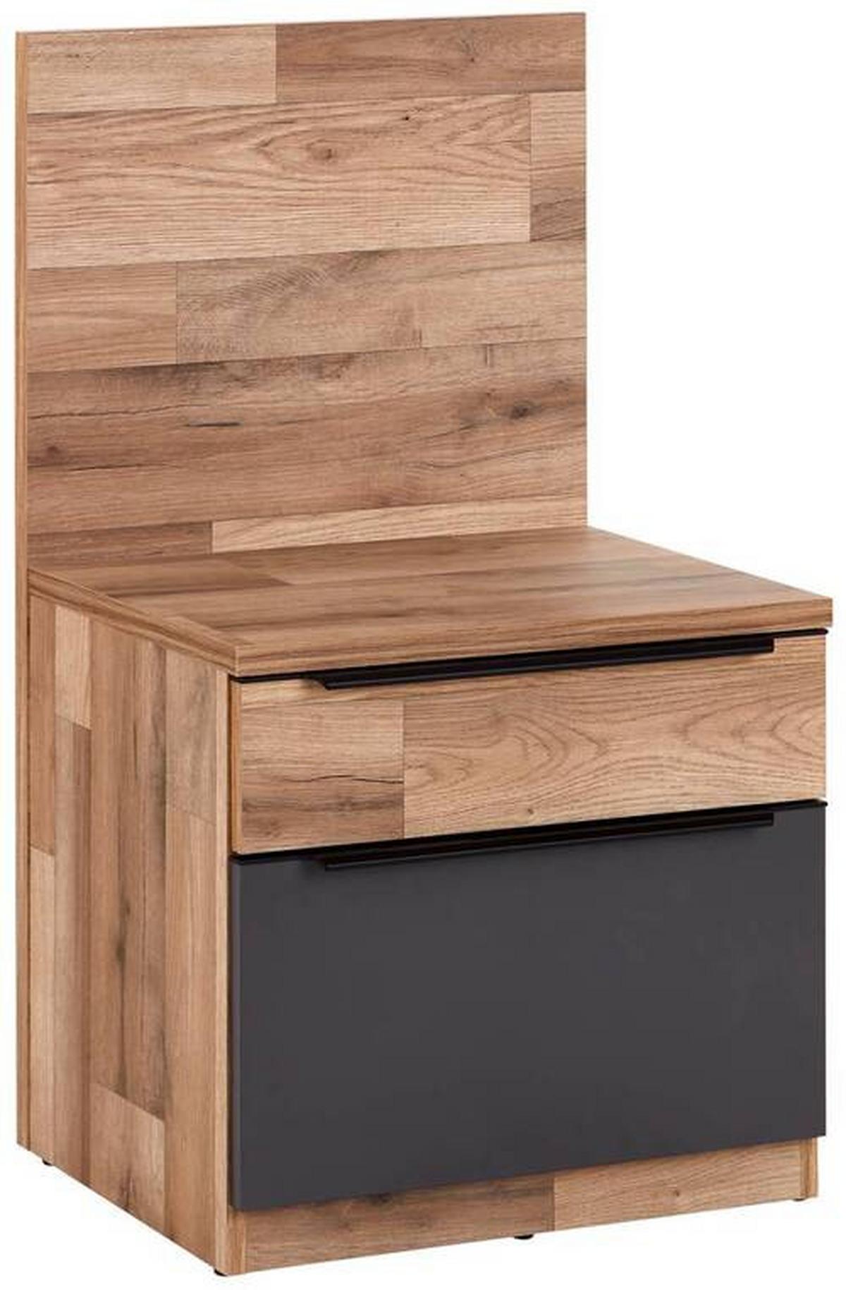 NOČNÍ STOLEK JAMES - barvy dubu/černá, Konvenční, kompozitní dřevo/plast (48/88,3/37,2cm) - James Wood