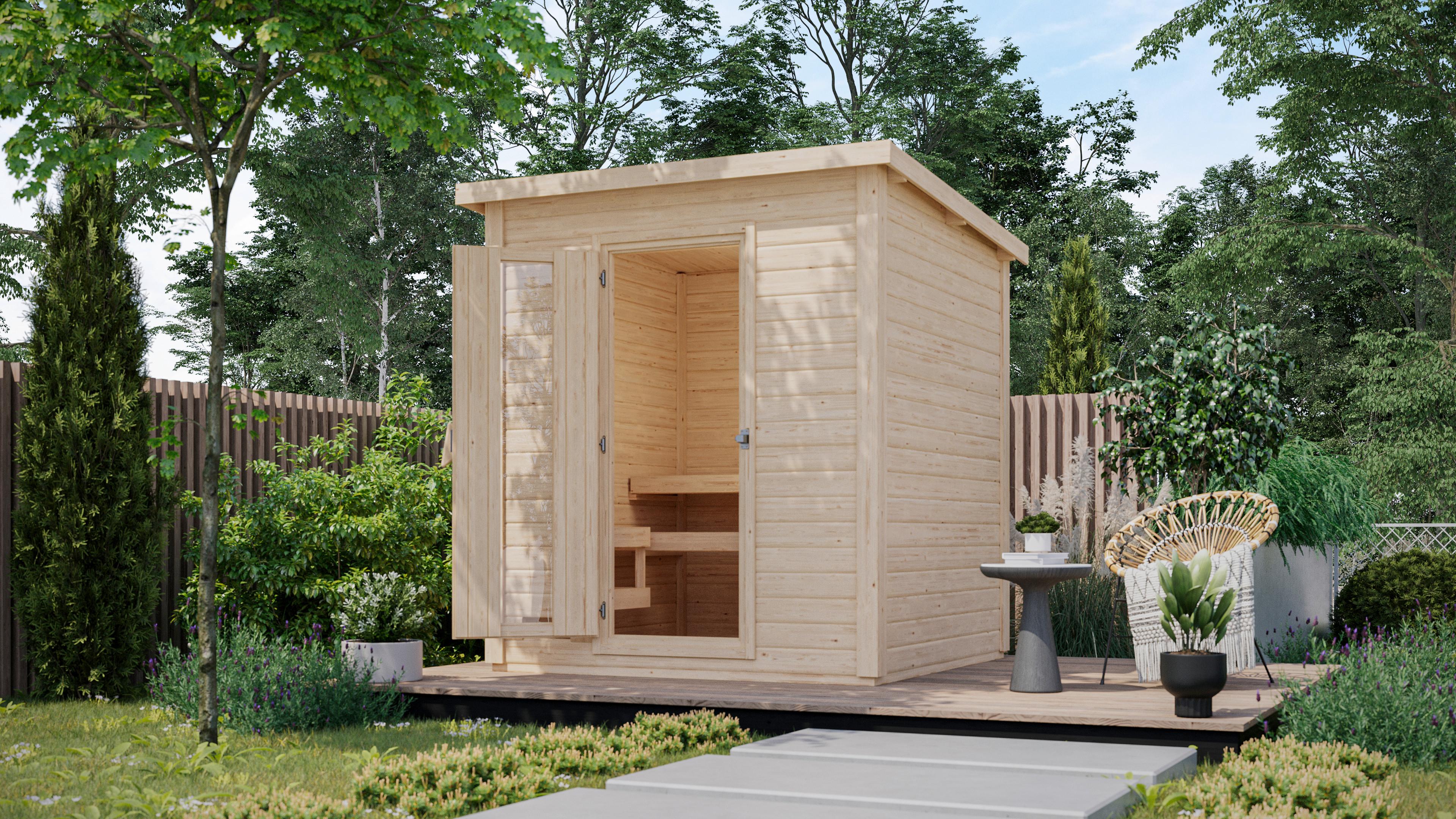 Saunahaus Bente 2 196/212/196 cm - Fichtefarben, Basics, Holz (196/212/196cm)