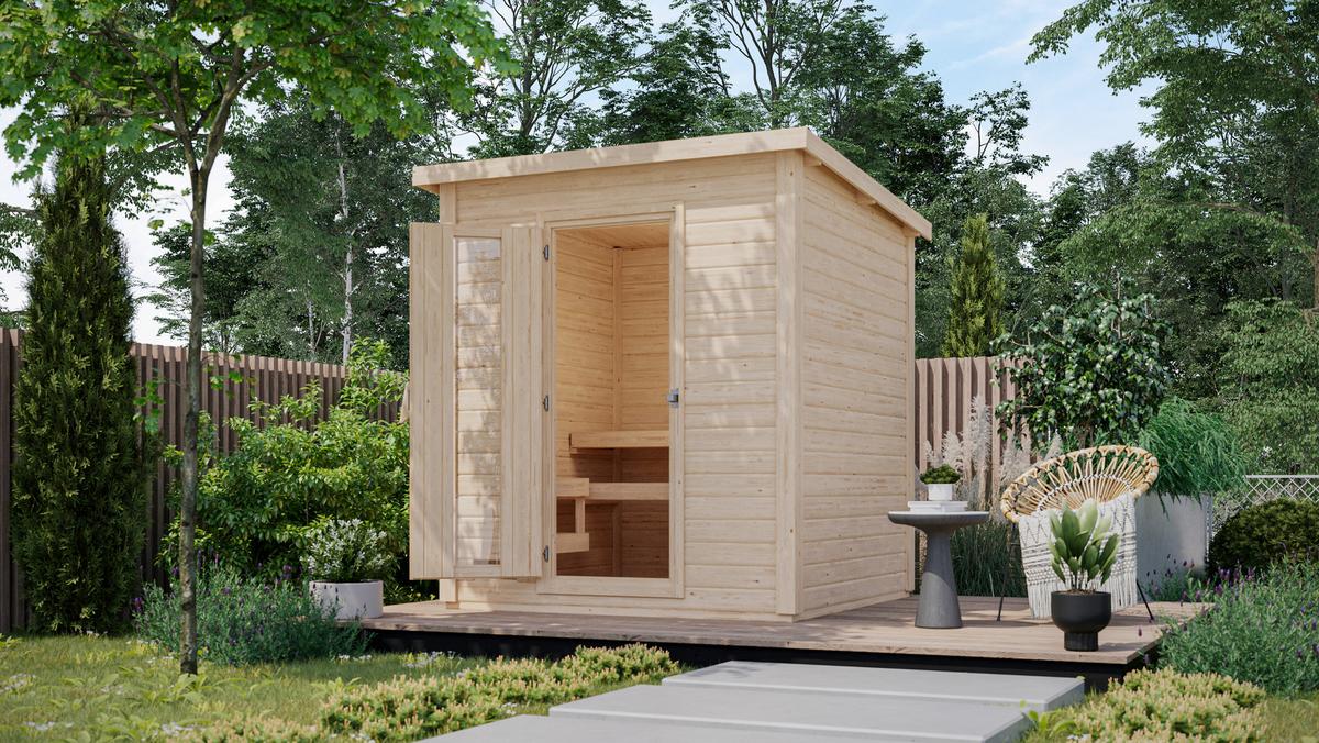 Saunahaus Bente 2 196/212/196 cm - Fichtefarben, Basics, Holz (196/212/196cm)