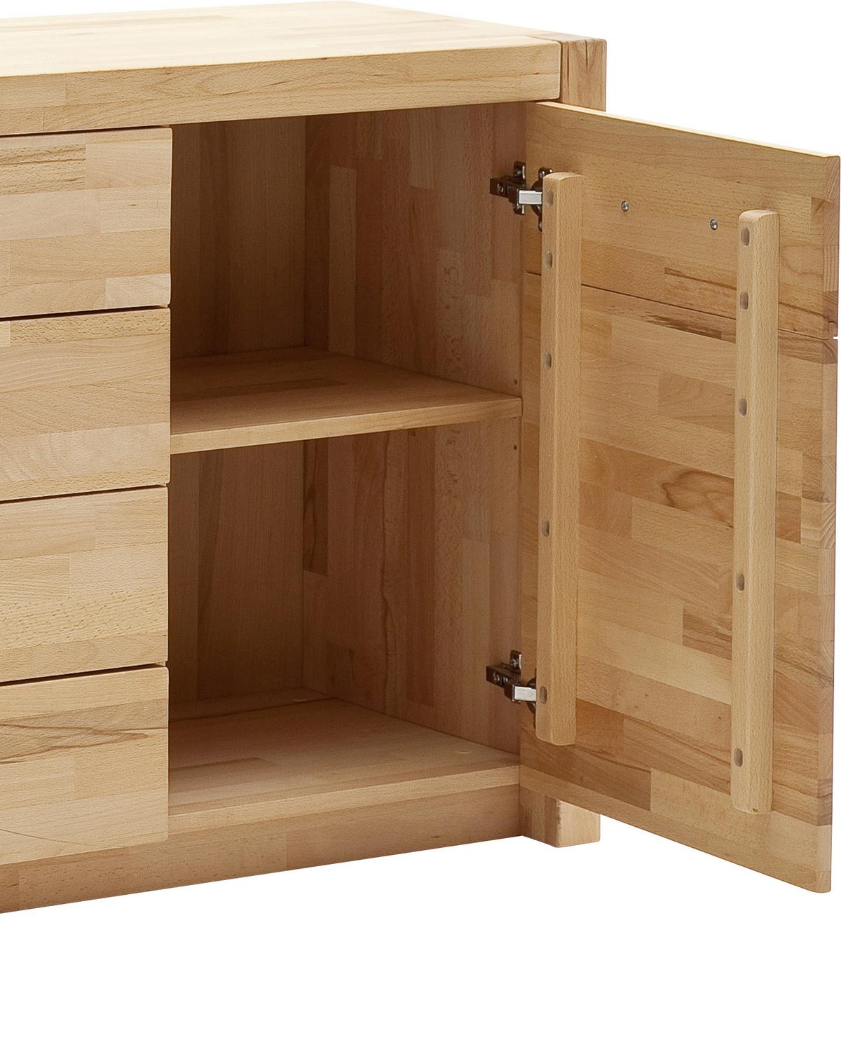 Sideboard Massiv B: 163 cm Fenja, Kernbuche - Buchefarben, Design, Holz (163/78/40cm) - MID.YOU