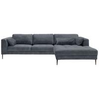 Eckschlafsofa Luzi - Blaugrau/Schwarz, MODERN, Textil (280/168cm) - Trendmanufaktur