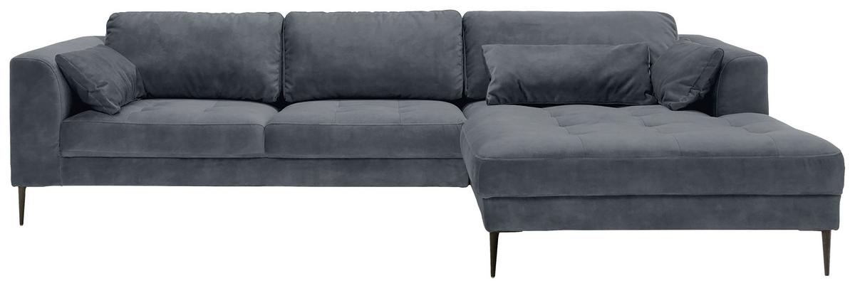 Eckschlafsofa Luzi - Blaugrau/Schwarz, MODERN, Textil (280/168cm) - Trendmanufaktur