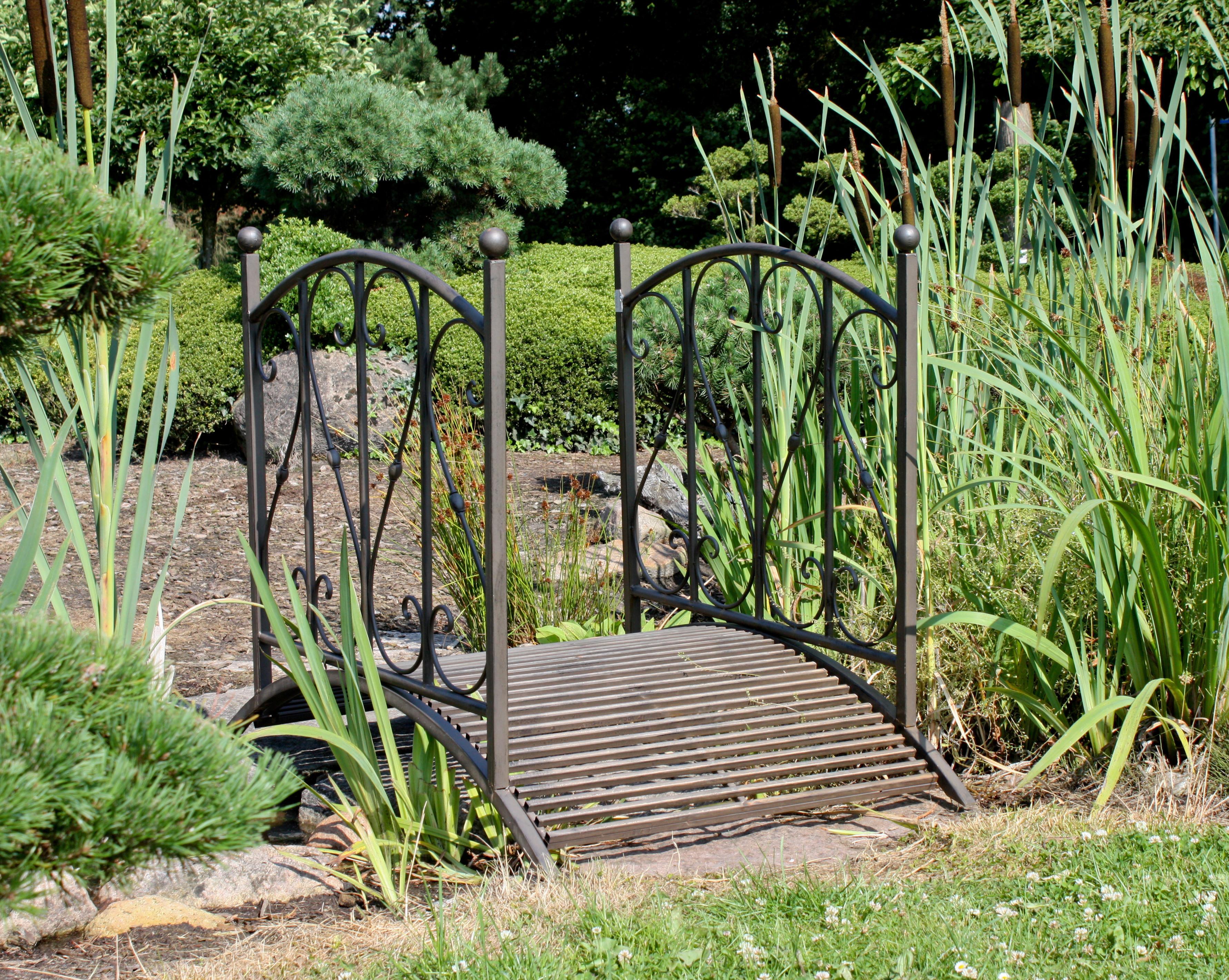 Gartenbrücke Aus Stahl Mit Geländer Taupo L: Ca. 120,5 Cm - Rostfarben, MODERN, Metall (120,5/81/94,5cm)