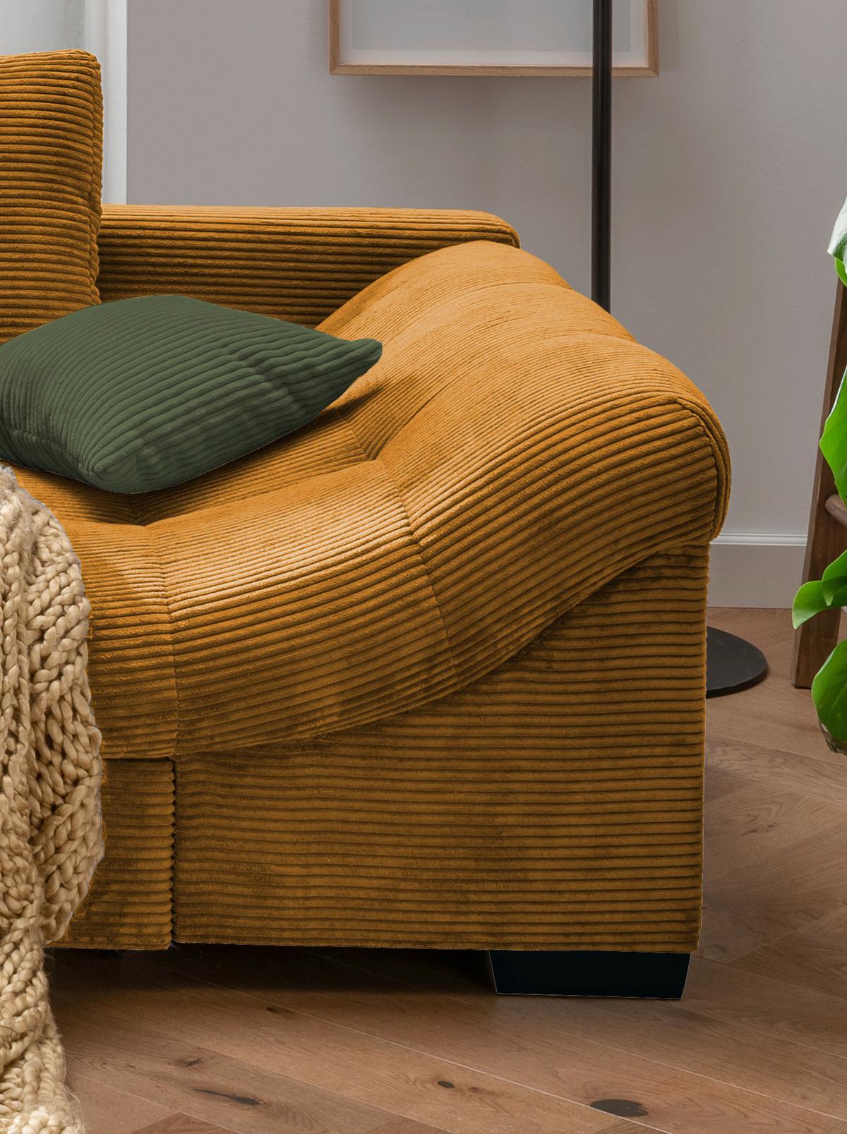 Rohová sedačka ALVITO, levá, koňakový manšestr - černá/tmavě zelená, Design, dřevo/textil (202/298cm) - MID.YOU