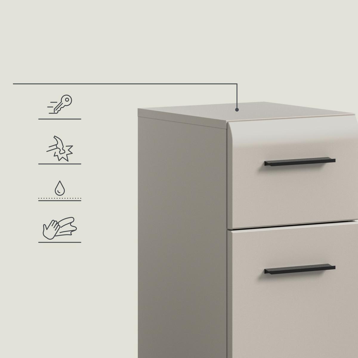 MIDISCHRANK Ice Kaschmir B: 30cm - Kaschmir/Schwarz, Trend, Holzwerkstoff (30/80/30cm) - MID.YOU