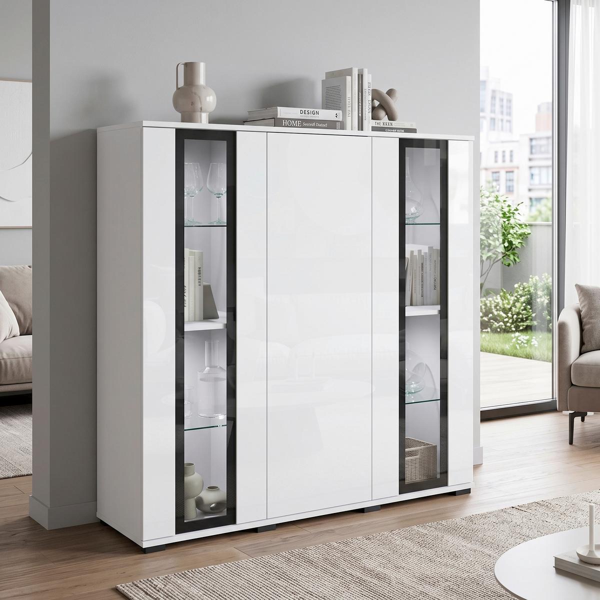 VYSOKÁ KOMODA CARO 120 - čierna/biela, Design, kompozitné drevo/plast (120/121,9/39,5cm) - Livetastic