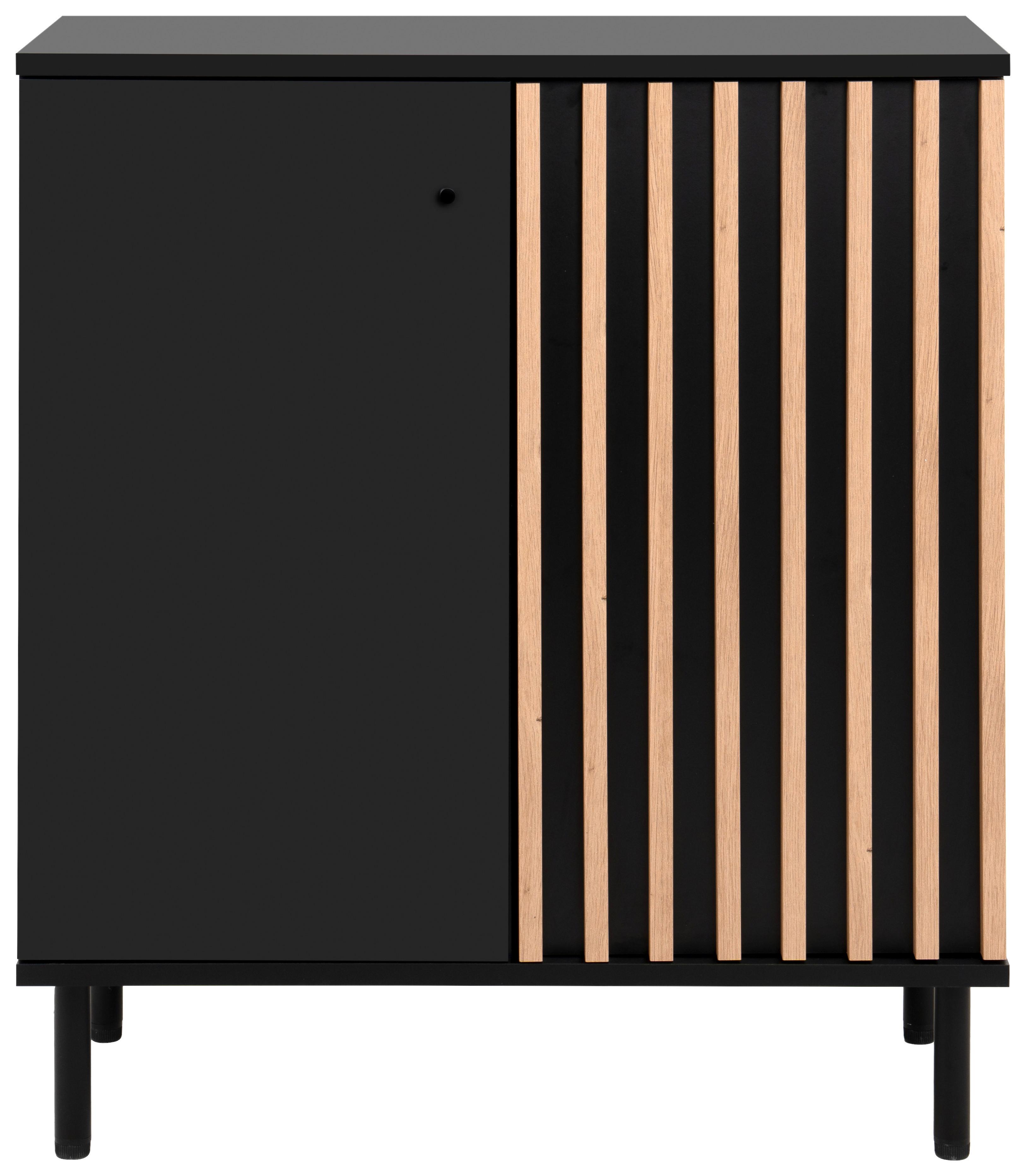 Kommode Monza 01d - Schwarz/Eiche Artisan, Design, Holzwerkstoff (80/90/40cm) - Livetastic