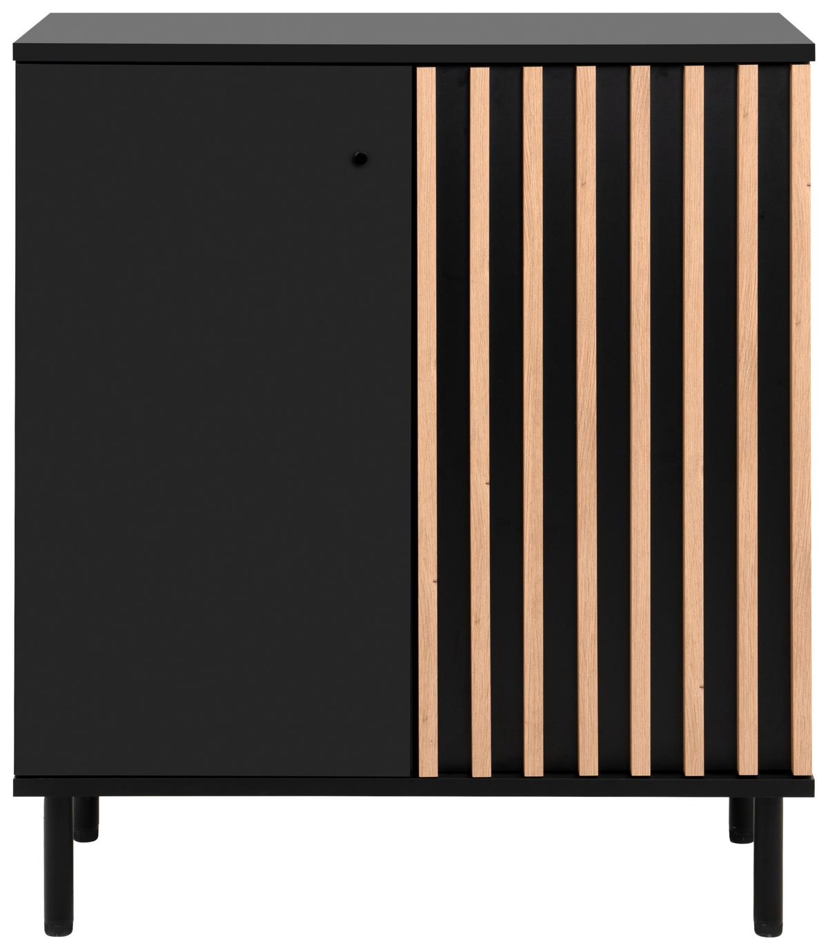 Kommode Monza 01d - Schwarz/Eiche Artisan, Design, Holzwerkstoff (80/90/40cm) - Livetastic