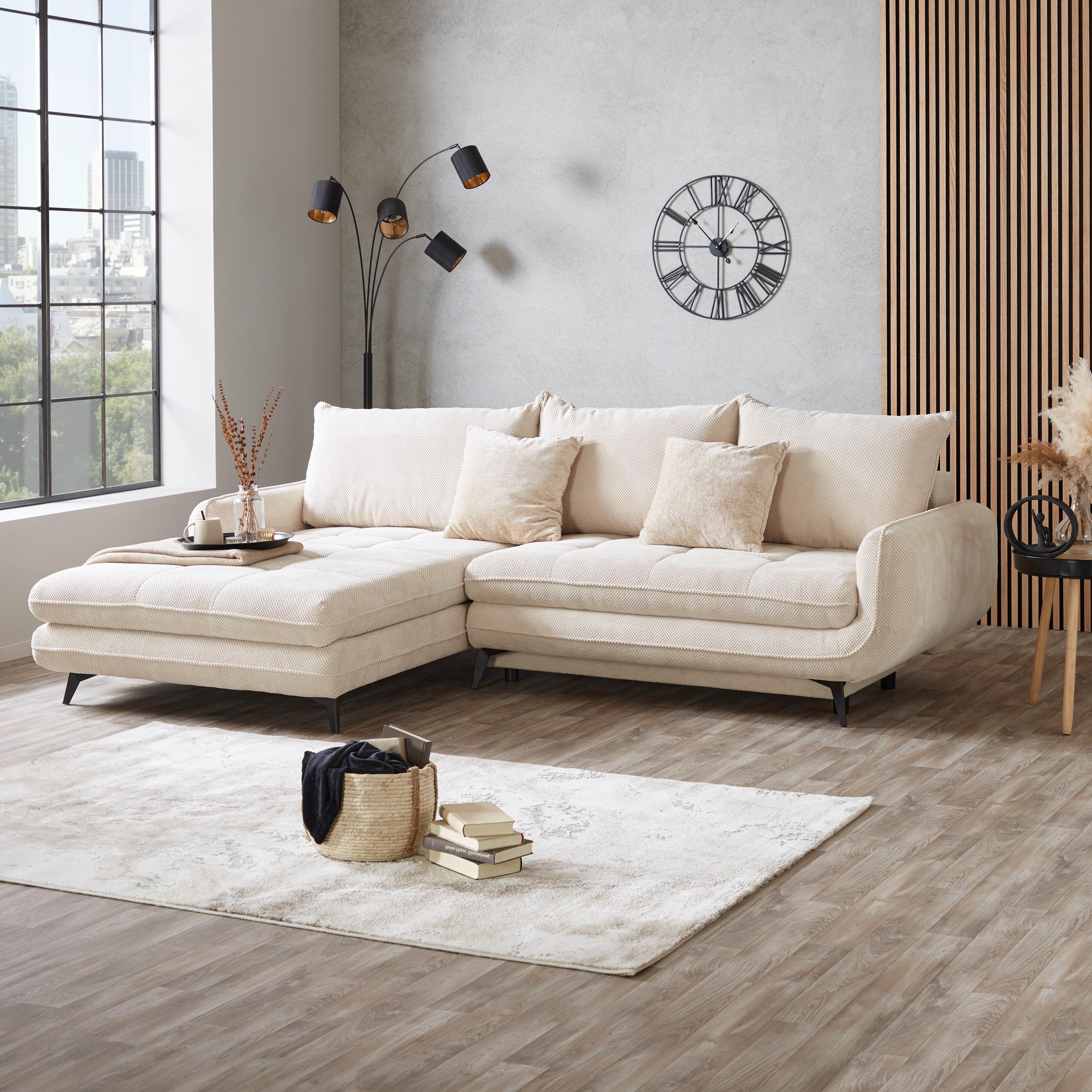 Sedací souprava WAVE WAVE - černá/krémová, Moderní, kov/textil (189/266cm)