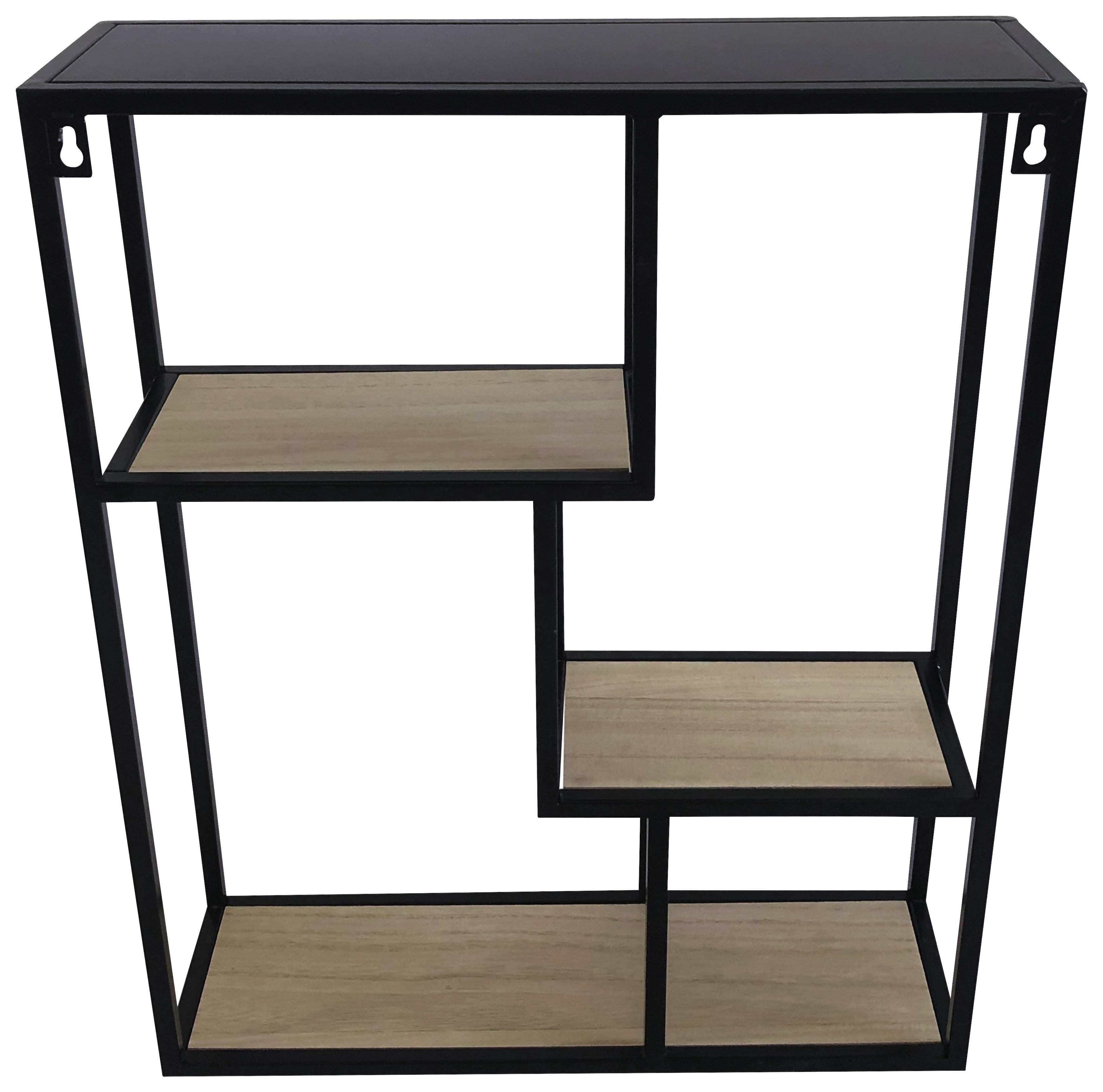 Wandregal Remus 2 - Schwarz/Naturfarben, MODERN, Holzwerkstoff/Metall (40/50/12cm)