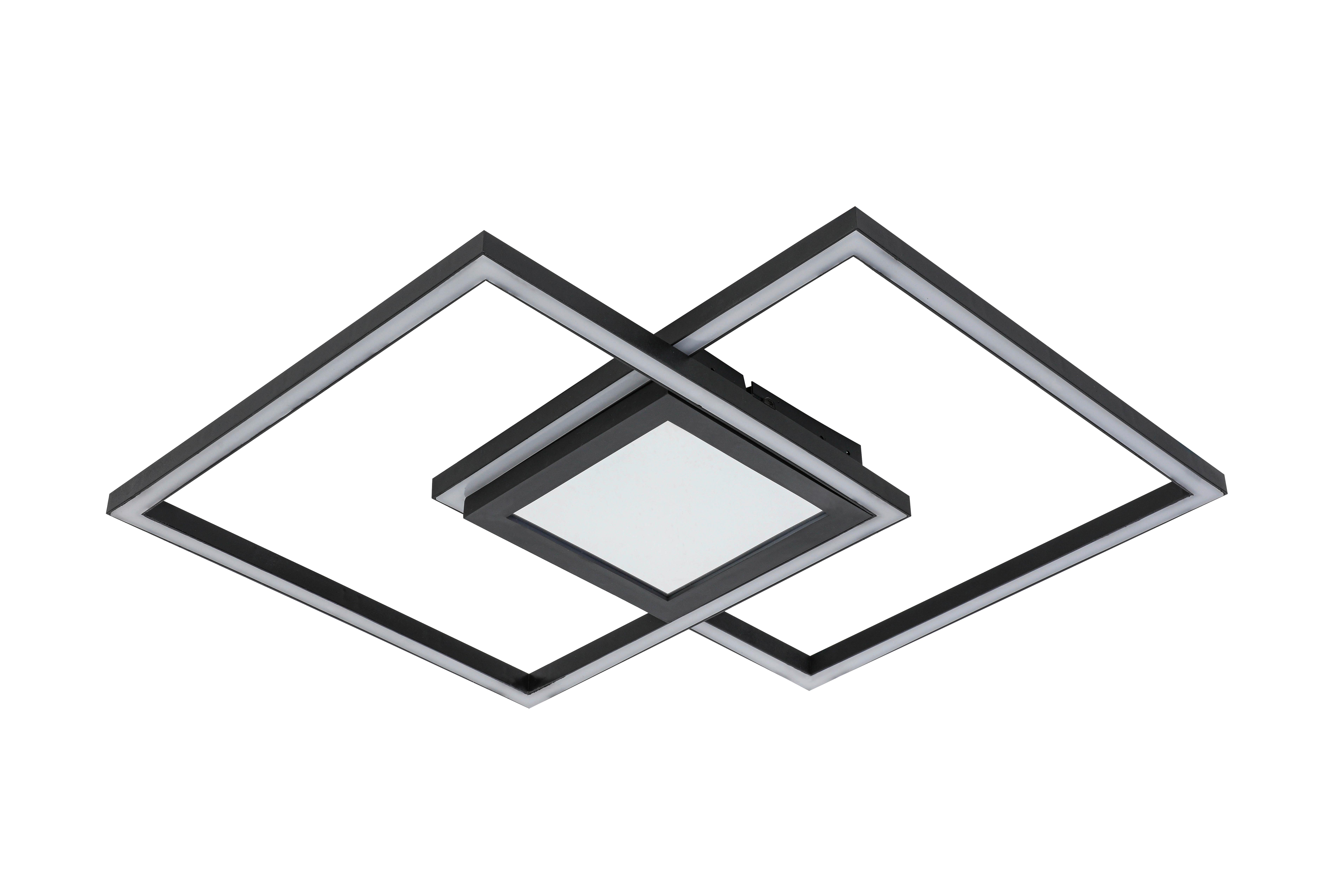 STROPNÉ LED SVIETIDLO VUIO - čierna, Modern, kov/plast (59/42/4,5cm) - Mömax