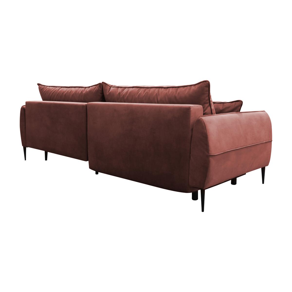Ecksofa mit Bettkasten Letto 260x189 cm Velours Koralle - Koralle/Schwarz, Design, Textil (260/189cm) - MID.YOU