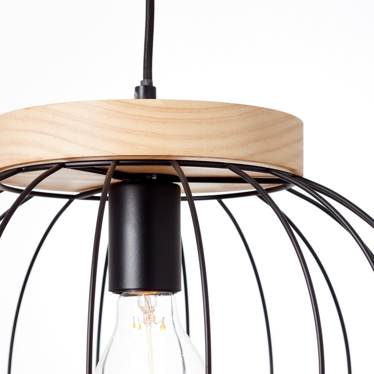 Hängeleuchte Sorana H: 130 cm 1-Flammig, Holz/Metall - Schwarz/Braun, Design, Holz/Metall (35,5/130cm) - Brilliant