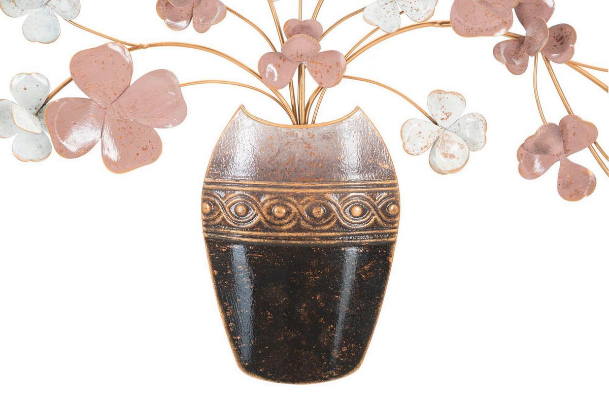 Wanddeko Vase New Gold/Rosa/Creme/Grau B: 87,5cm - Goldfarben/Creme, Basics, Metall (87.5/46/6cm)