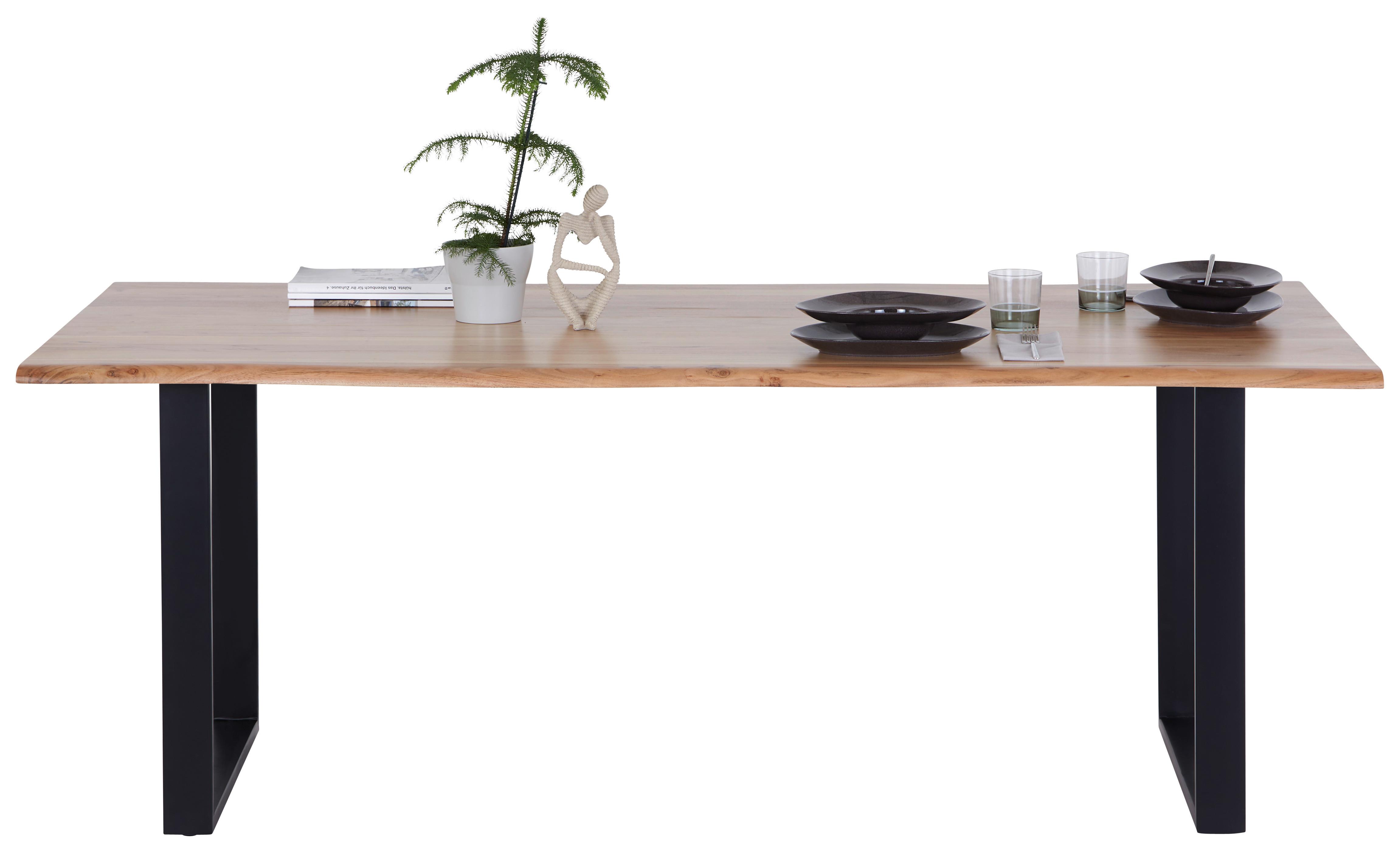 Esstisch Echtholz Mundra 200x76cm Schwarz/Akazienfarben - Schwarz/Akaziefarben, KONVENTIONELL, Holz (200/76/90cm)